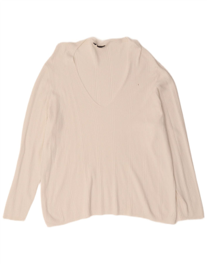 Marks & Spencer Womens V-Neck Jumper Sweater UK 24 4XL White