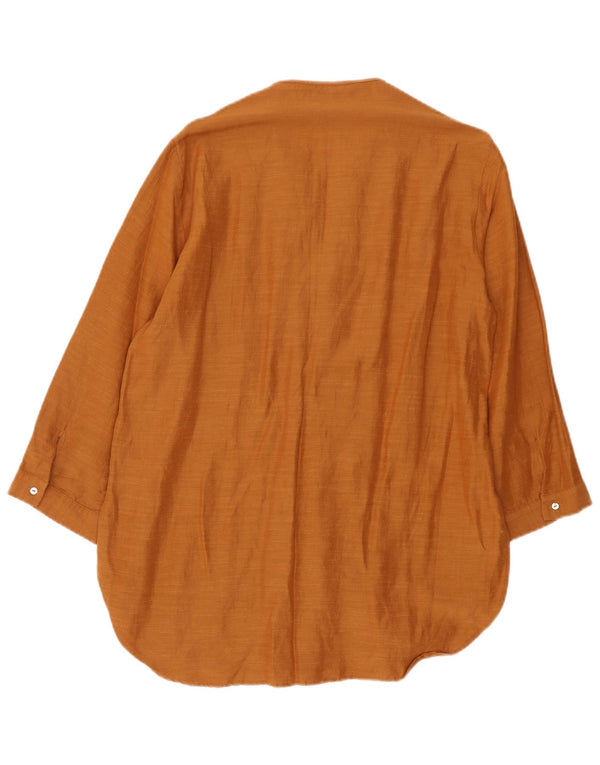 Zara Abito a tunica da donna con maniche a 3/4 UK 14 Large Marrone screziato in viscosa