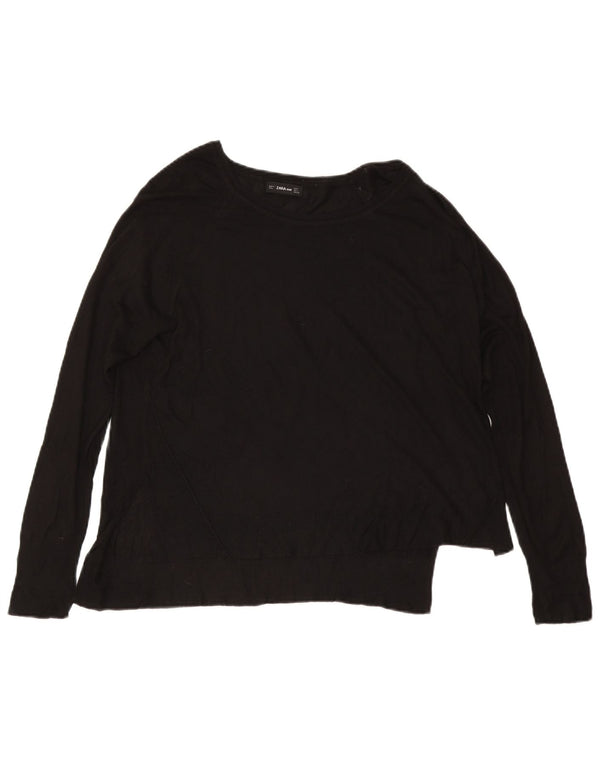 Zara Dame Boat Neck Jumper Sweater UK 16 Large Black
