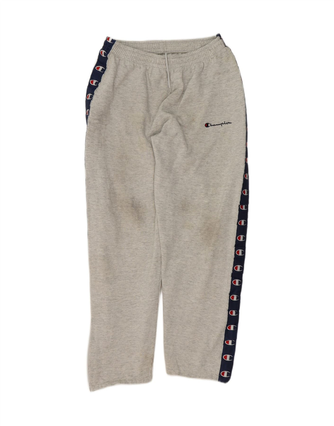 CHAMPION Mens Graphic Tracksuit Trousers Large  Grey Cotton