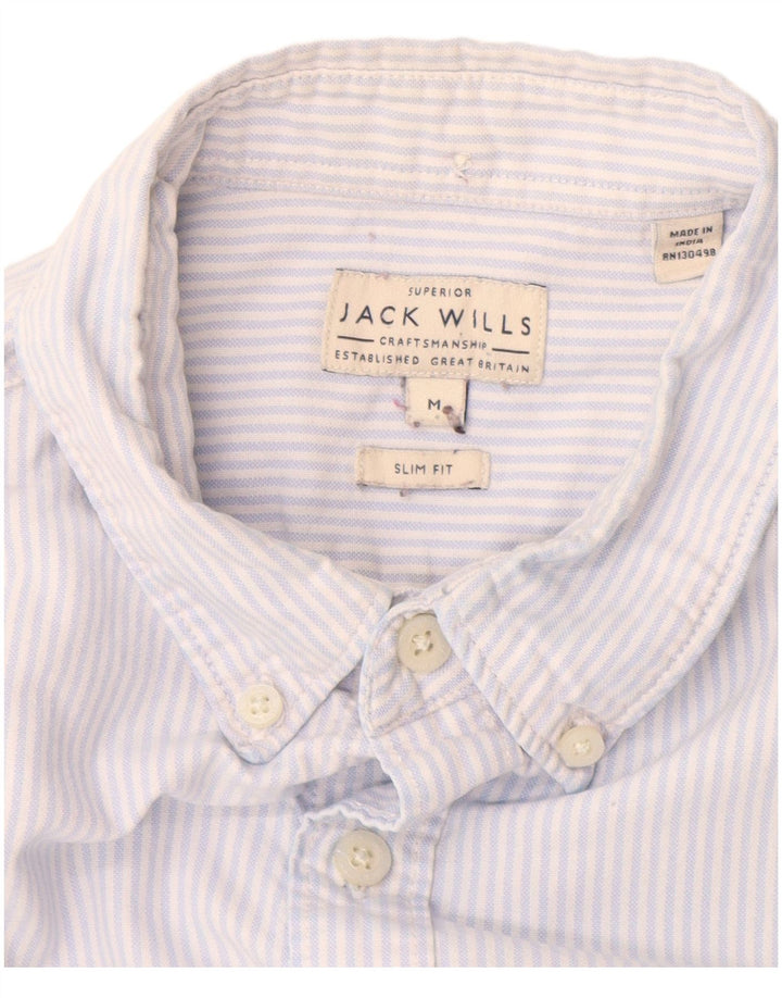 Jack Wills Mens Slim Fit Shirt Medium Blue Pinstripe Cotton