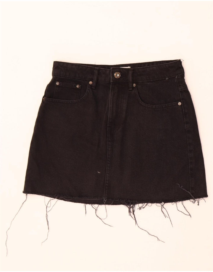 Zara Damen Jeansrock Small W26 Schwarz