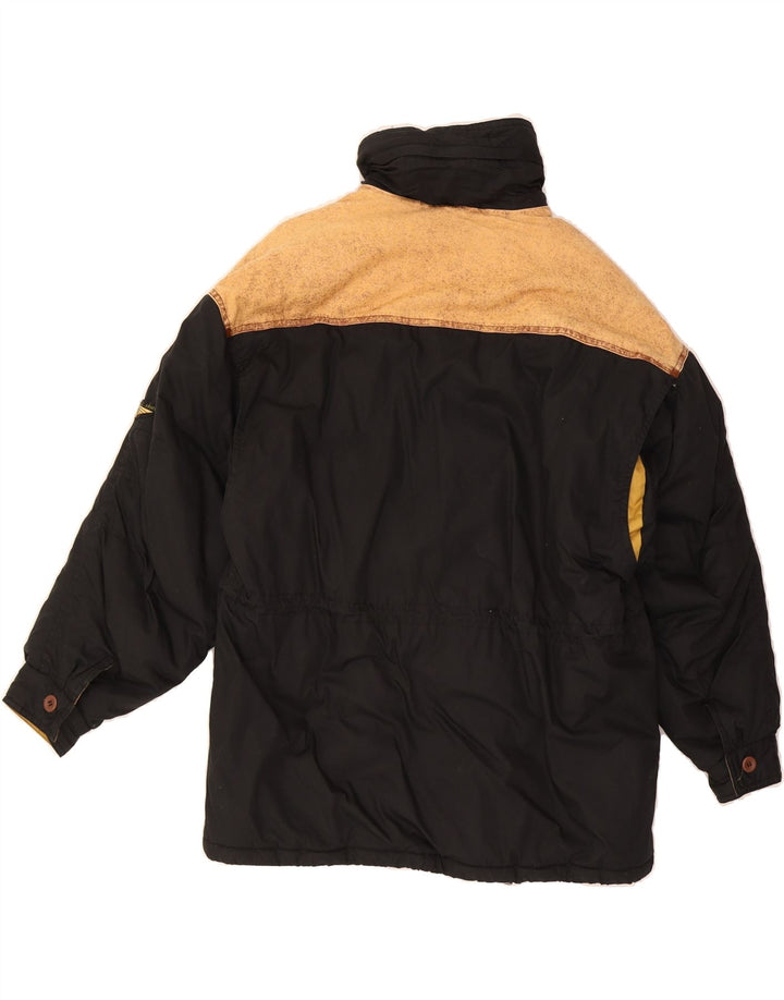 VINTAGE Mens Padded Jacket UK 38 Medium Black Colourblock Cotton Vintage Vintage and Second-Hand Vintage from Messina Hembry 