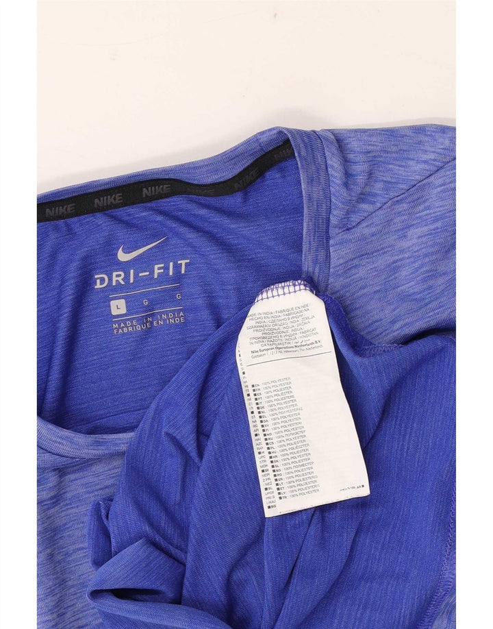 Nike Mens Dri Fit T-Shirt Top Large Blue Flecked Polyester