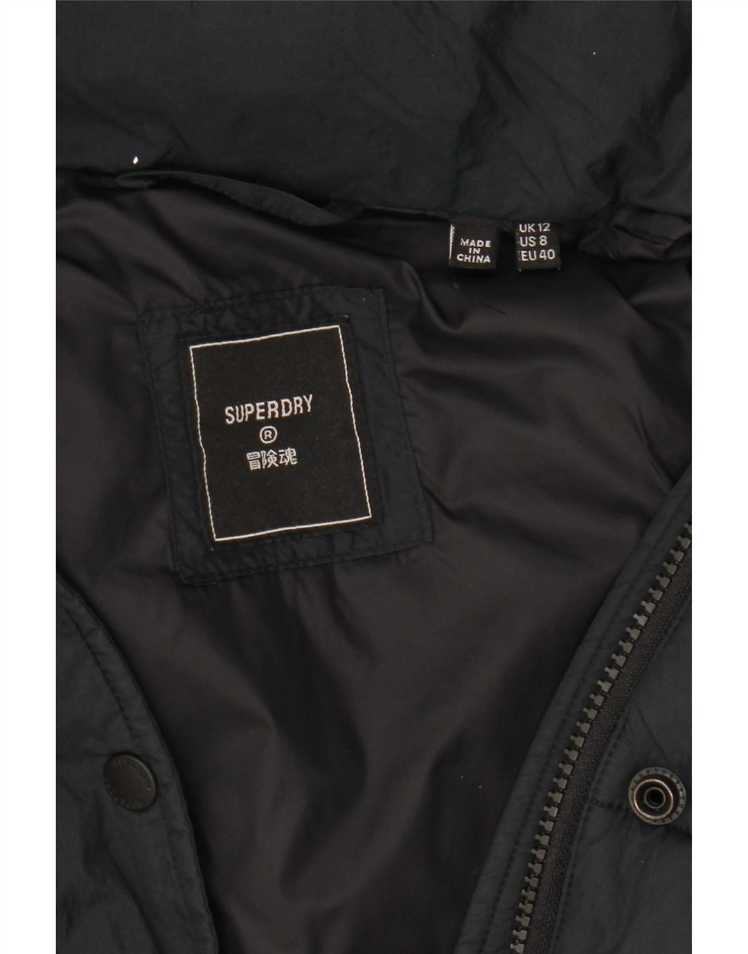 Superdry Veste matelassée à capuche pour femme UK 12 Medium Noir