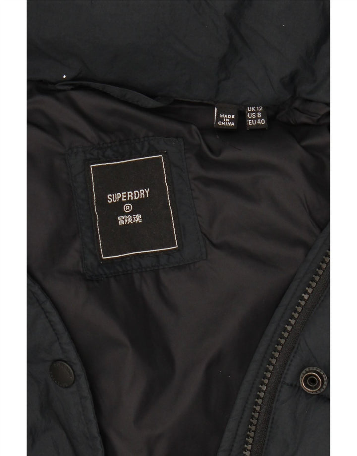 Superdry Veste matelassée à capuche pour femme UK 12 Medium Noir