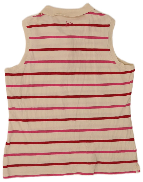Joules Damen ärmelloses Poloshirt UK 18 XL Weiß gestreift