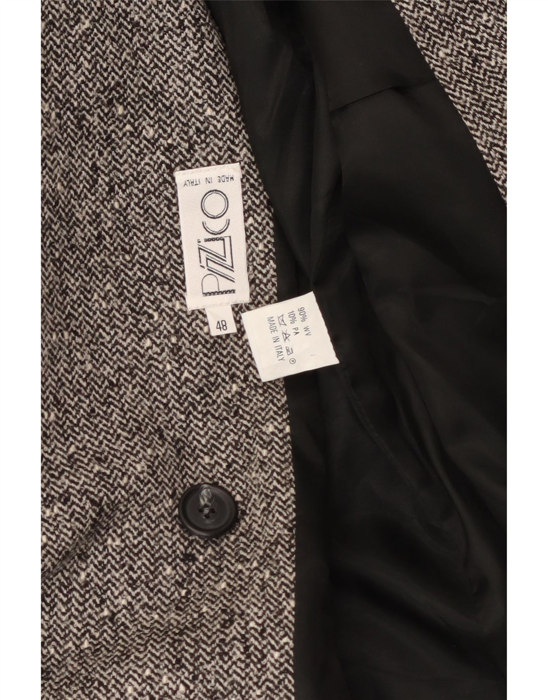 Vintage Womens Double Breasted Blazer Jacket IT 48 XL Grey Herringbone