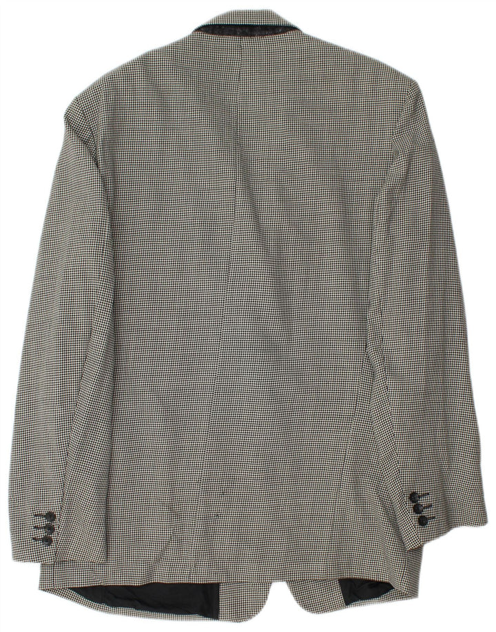 VINTAGE Mens 2 Button Blazer Jacket UK 42 XL Black Houndstooth New Wool