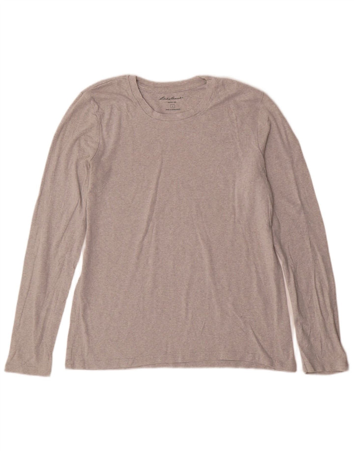 EDDIE BAUER Womens Top Long Sleeve UK 14 Large Grey Cotton