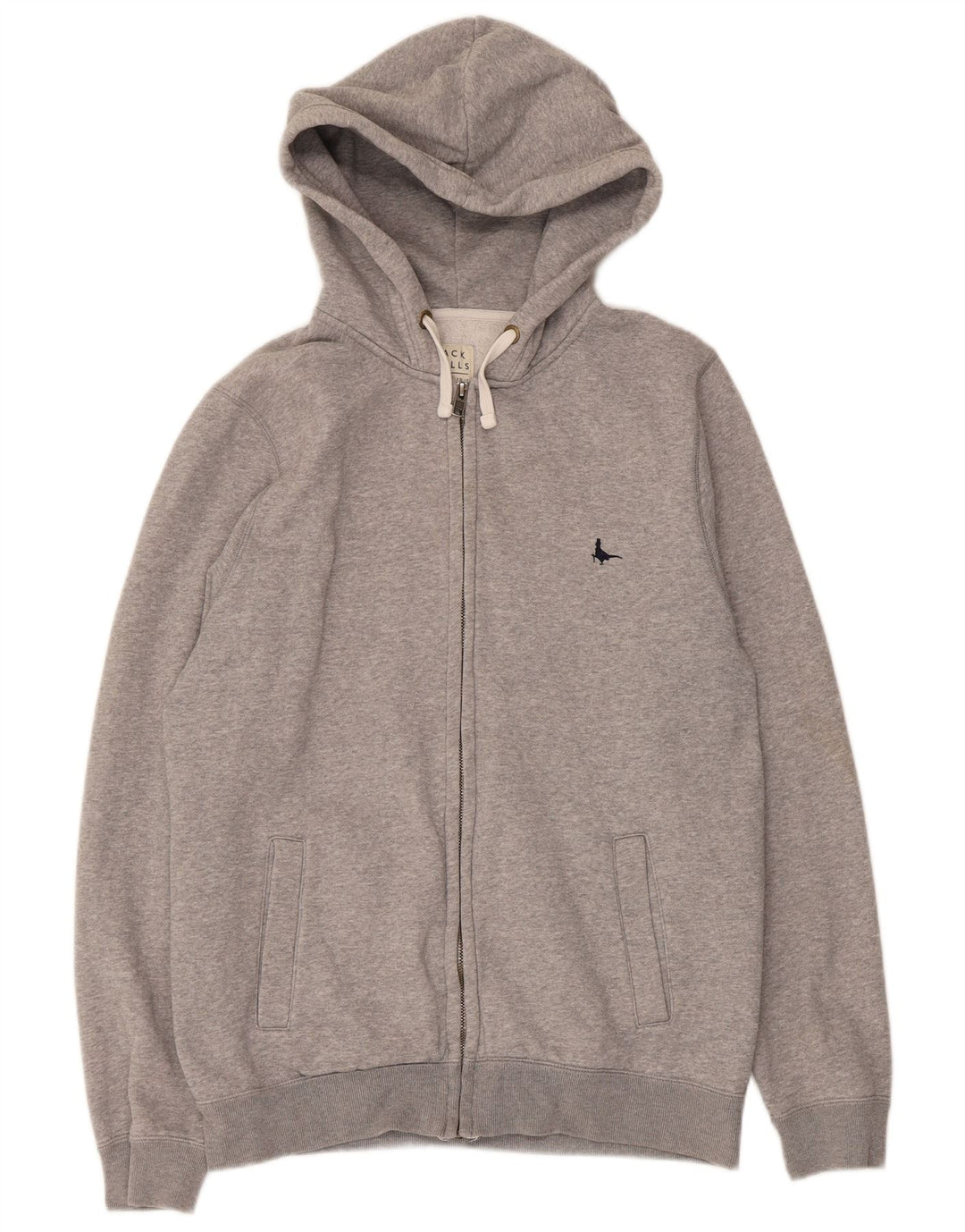 Jack Wills Mens Zip Hoodie Sweater Medium Grey Flecked Cotton