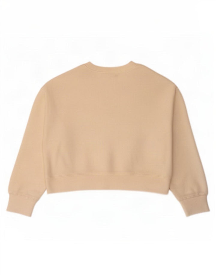Zara Womens Crop Oversized Sweatshirt Jumper UK 14 Medium Beige Viscose