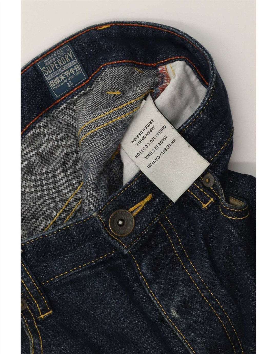 Shorts jeans masculino Superdry W32 algodão azul médio