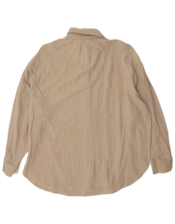 Zara Womens Oversized Shirt UK 6 XS Beige Cotton