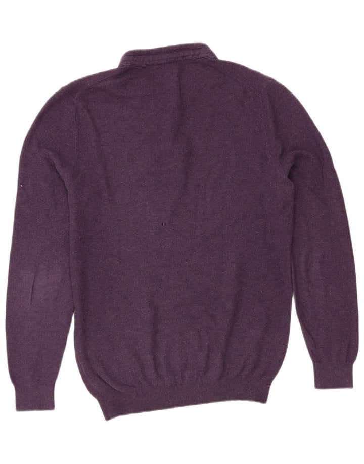 Massimo Dutti Mens Button Neck Jumper Sweater Large Purple