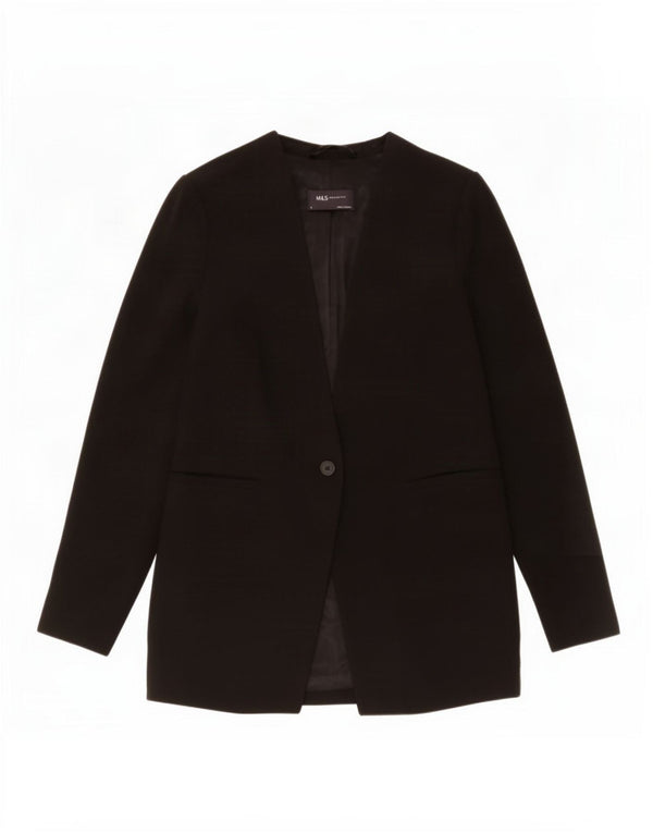 Jaqueta blazer feminina Marks & Spencer com 1 botão Reino Unido 8 pequena preta poliéster