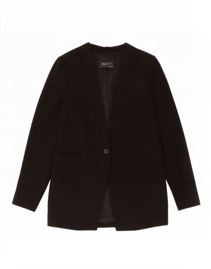 Jaqueta blazer feminina Marks & Spencer com 1 botão Reino Unido 8 pequena preta poliéster