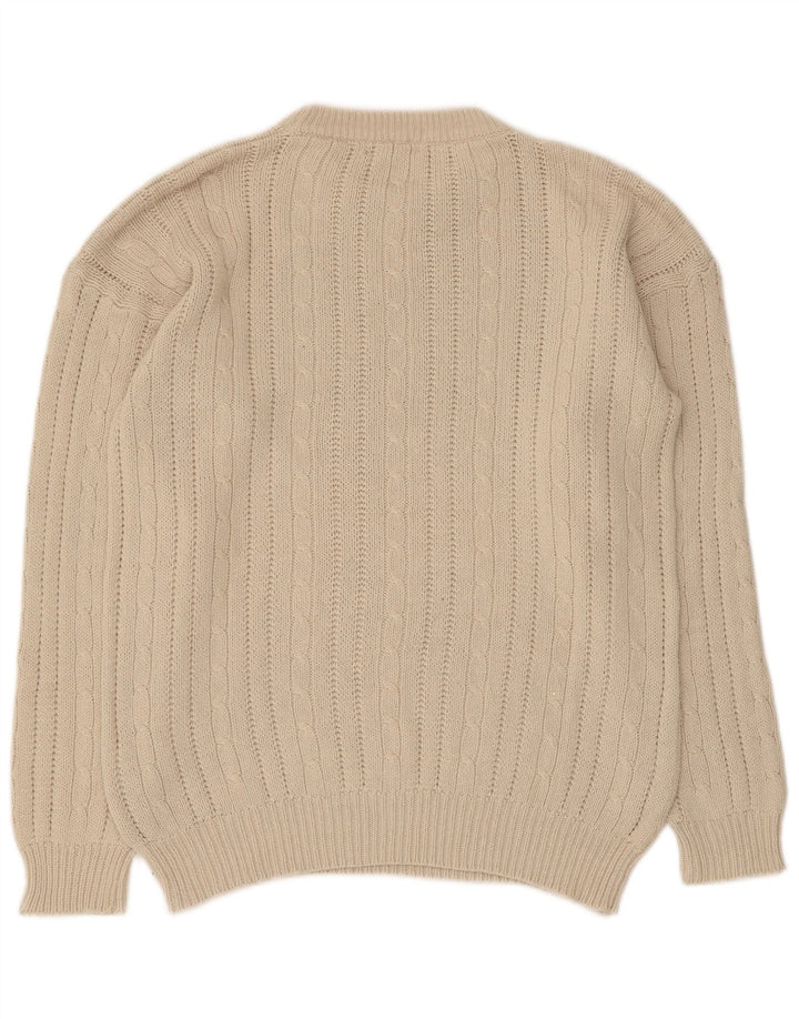 Uno Due Mens Crew Neck Jumper Sweater Small Beige Cotton