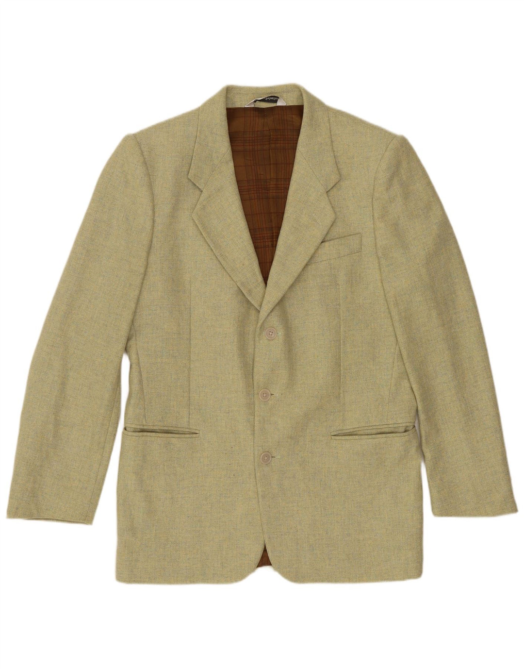 VINTAGE Mens 3 Button Blazer Jacket IT 46 Small Green Wool
