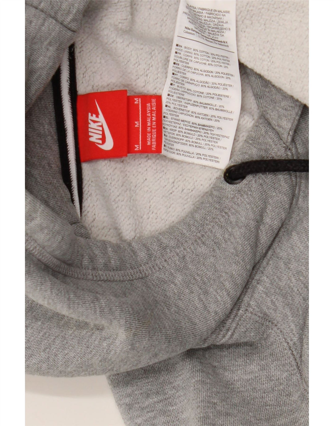 Nike Mens Graphic Hoodie Jumper Medium Grey Flecked Cotton