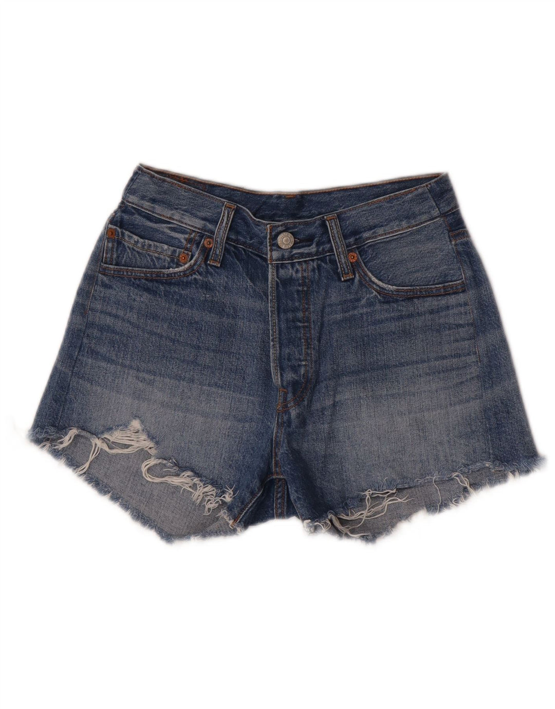 Женские джинсовые шорты Levi's 501 W28, хлопковые, среднего синего цвета