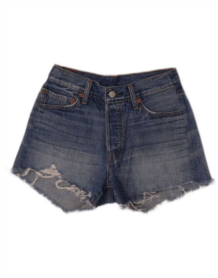 Женские джинсовые шорты Levi's 501 W28, хлопковые, среднего синего цвета
