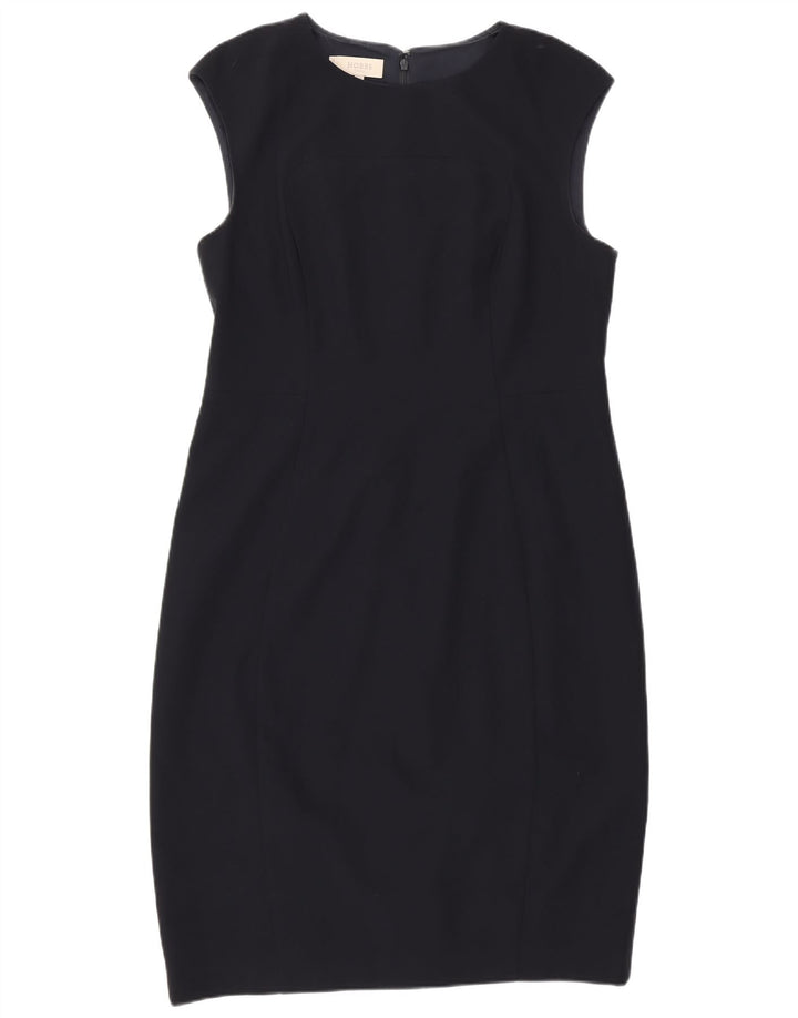 Hobbs Womens Sleeveless Sheath Dress UK 14 Large Navy Blue Polyester