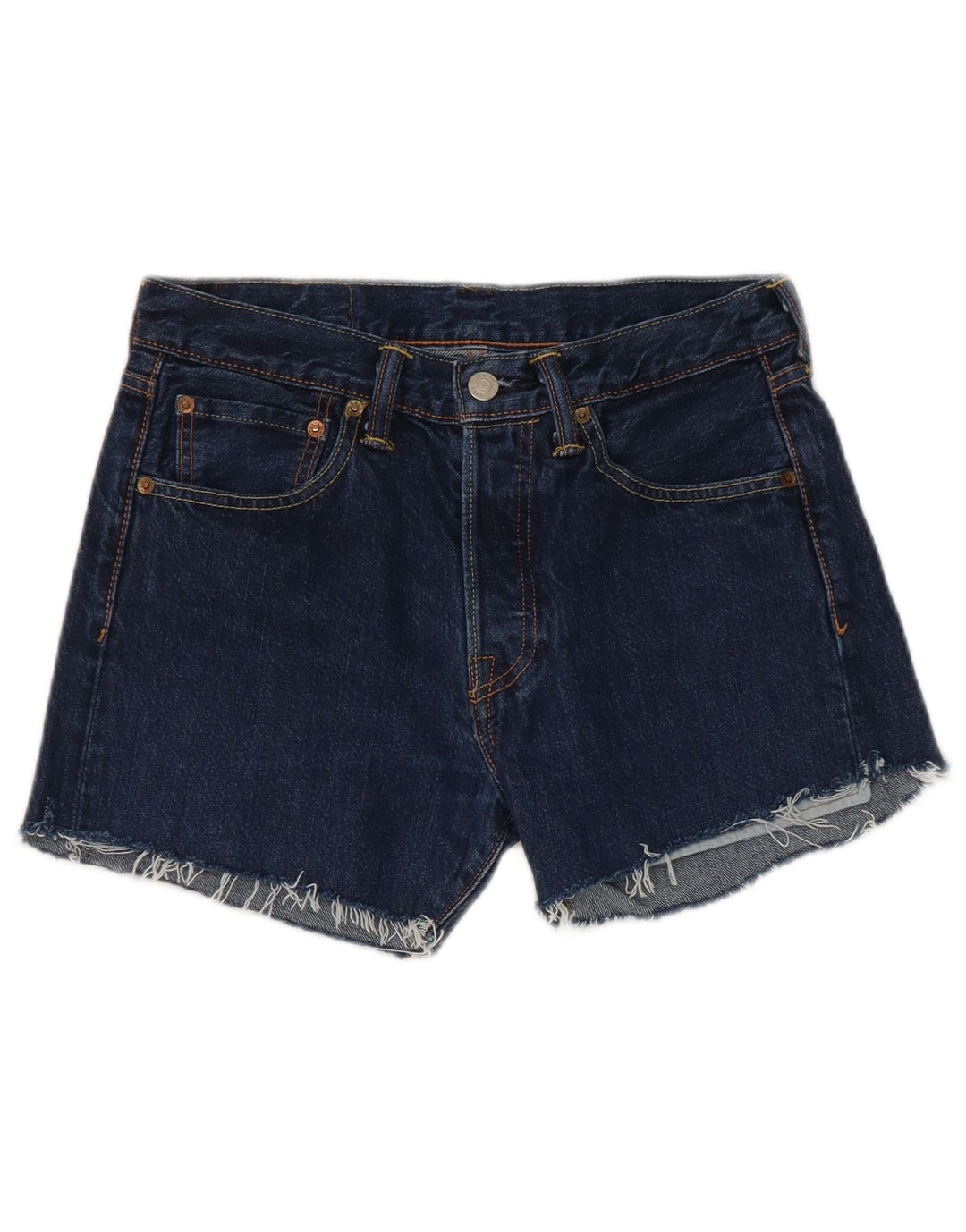 Levi's Womens 501 Distressed Denim Shorts W28 Medium Navy Blue Cotton