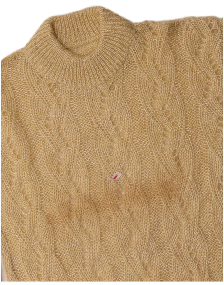 VINTAGE Damen Rollkragenpullover Pullover UK 10 Small Beige