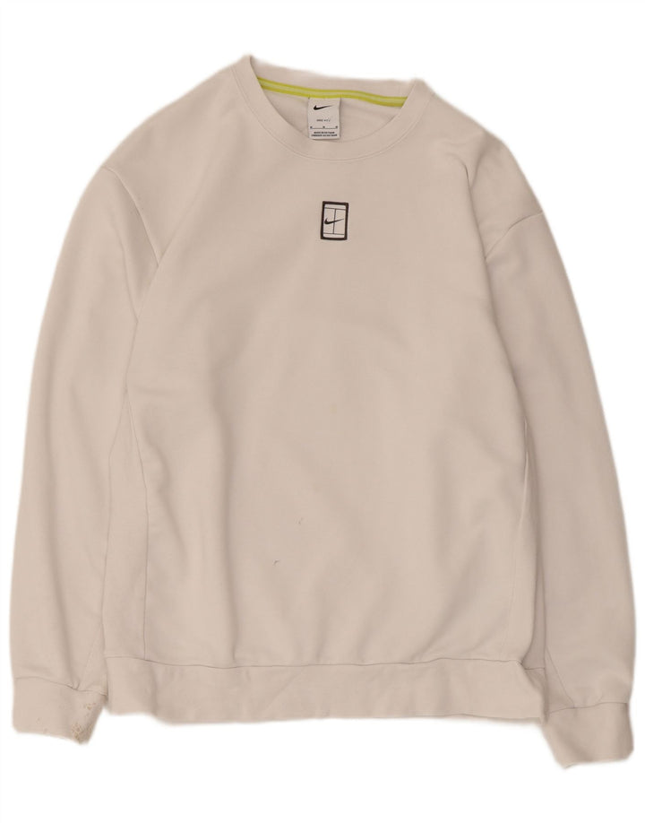 Nike Mens Dri Fit Sweatshirt Jumper Medium White Cotton