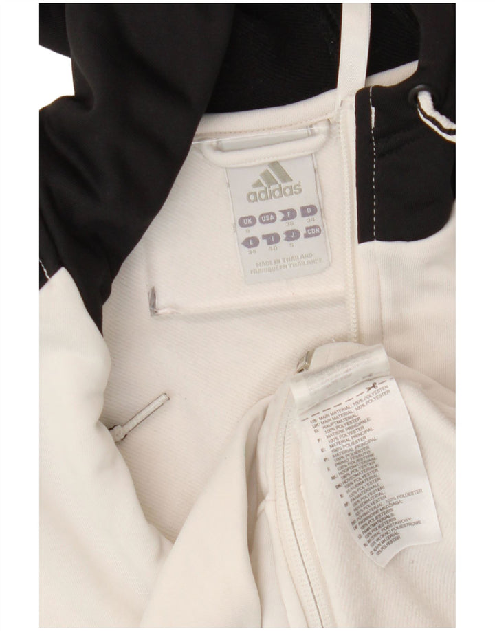 Adidas Womens Zip Hoodie Sweater UK 8 Small  White Colourblock Polyester