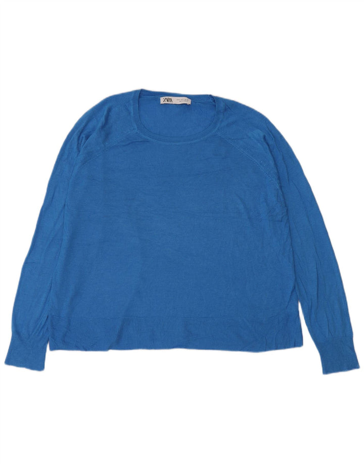 Maglione maglione oversize con scollo a barca da donna Zara UK 10 piccolo blu