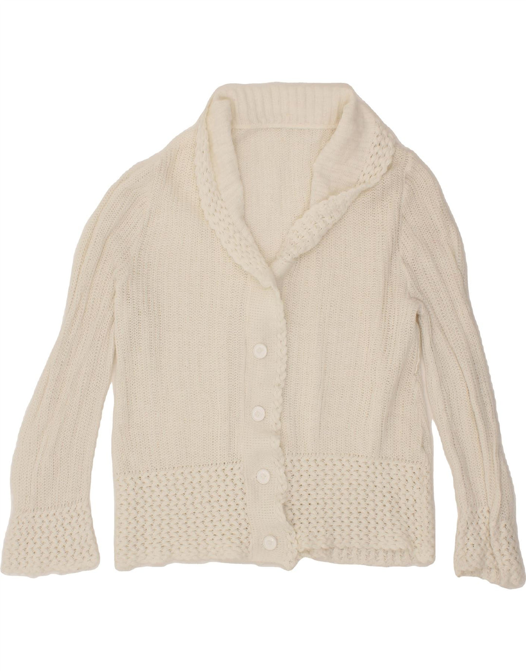 VINTAGE Womens Cardigan Sweater UK 16 Large White Vintage Vintage and Second-Hand Vintage from Messina Hembry 