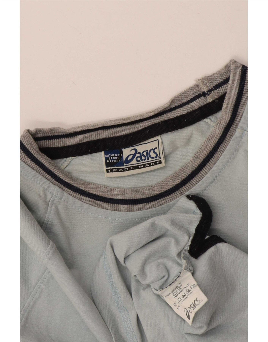 T-shirt da uomo Asics Top Small in cotone a righe blu