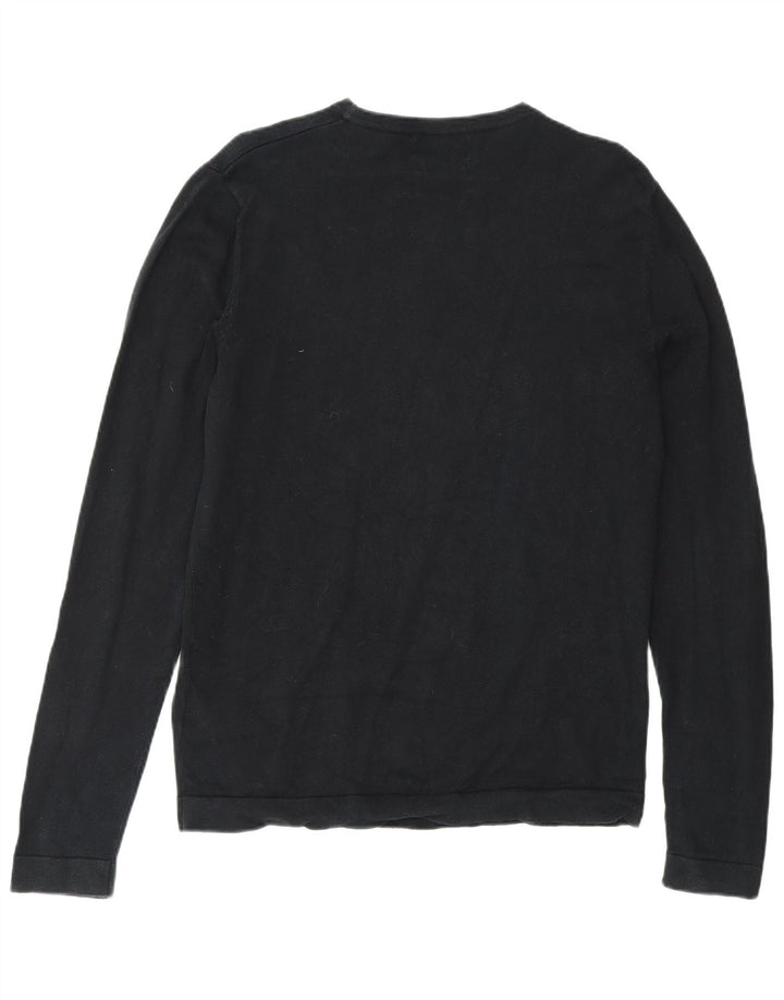 Jack & Jones Mens Crew Neck Jumper Sweater Small Black Cotton