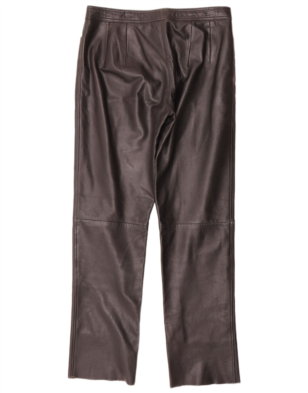 Maddox Womens Straight Leather Trousers IT 44 Medium W32 L32 Black