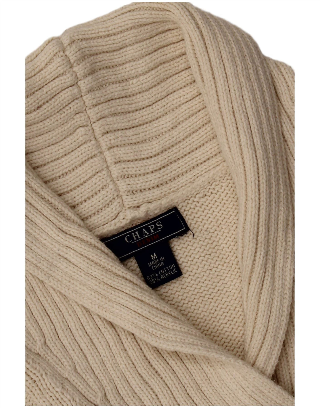 Chaps Dame Shawl Neck Jumper Sweater UK 14 Medium Off White Bomuld