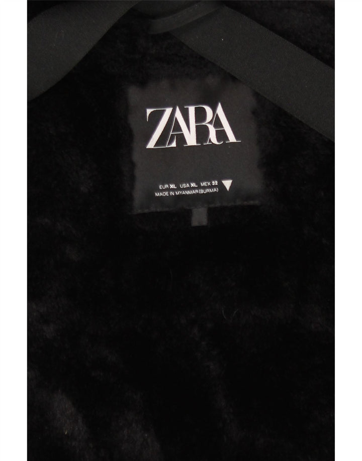 Giacca Parka con cappuccio da donna Zara UK 18 XL poliestere nero