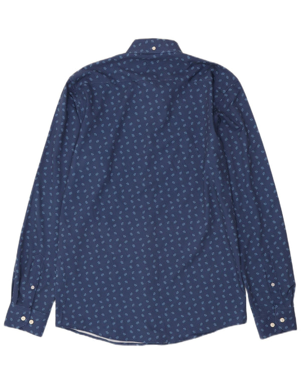 Ben Sherman Herren-Slim-Fit-Hemd, Größe 15 1/2, mittelblaues Blumenmuster, Polyester