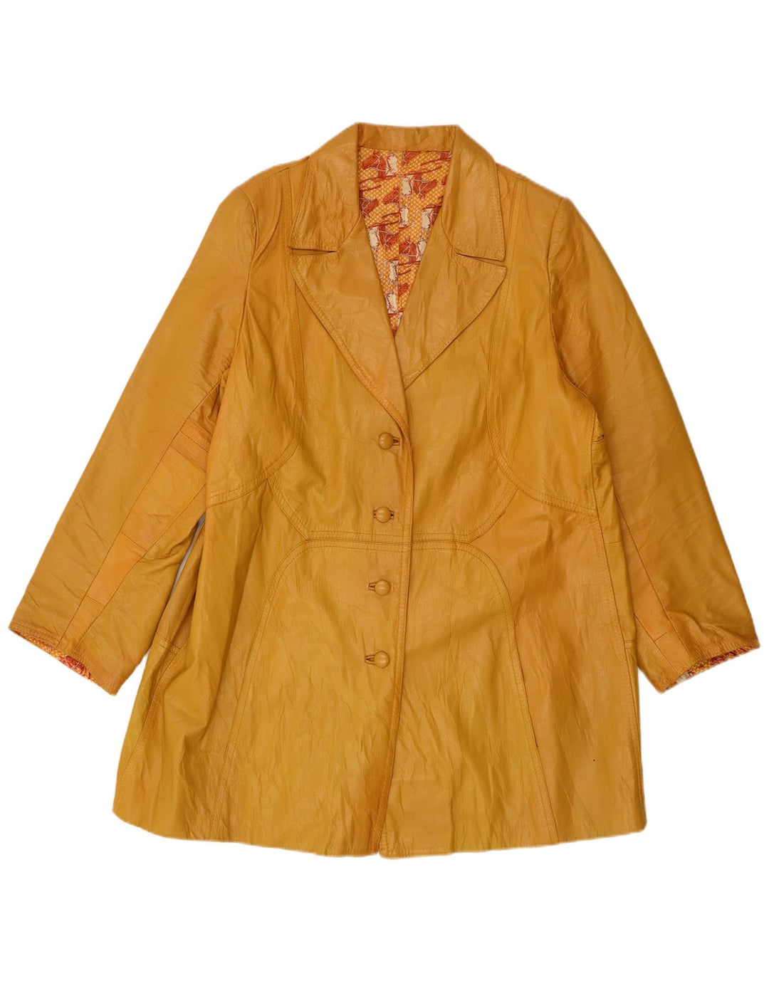 Vintage dame læderfrakke UK 14 Large Yellow