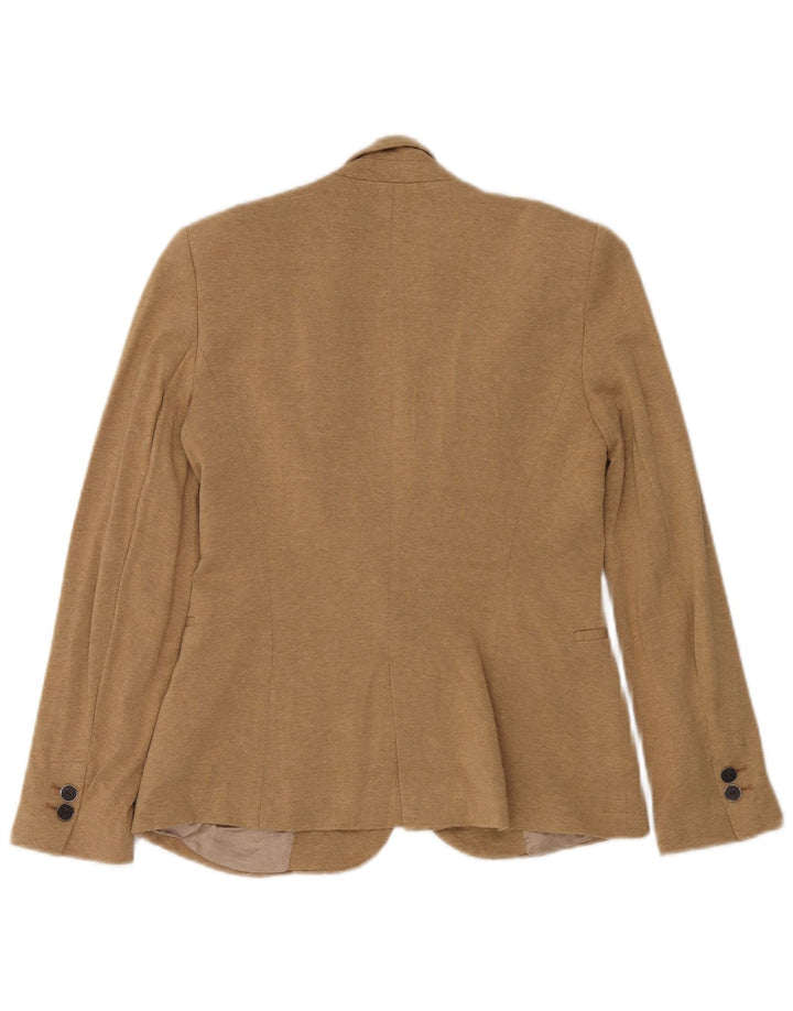 Zara Womens 1 Button Blazer Jacket UK 10 Small Beige Viscose