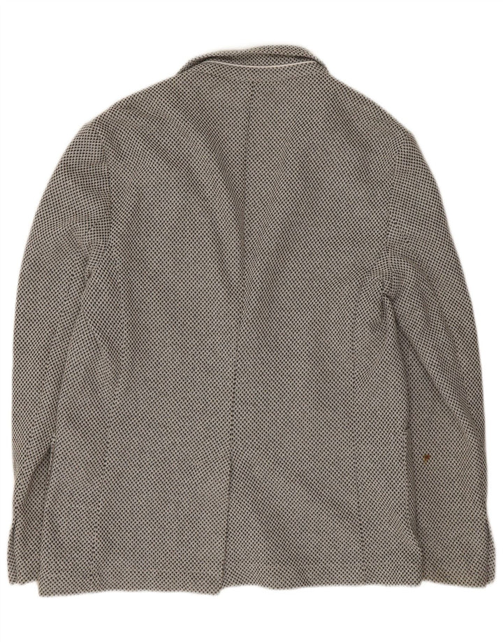 Jaqueta blazer masculina Zara com 2 botões EU 50 poliéster cinza médio