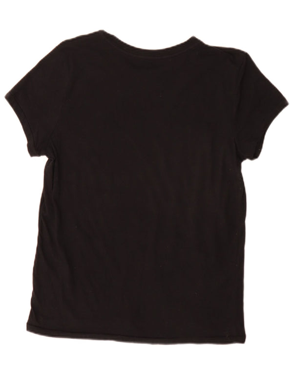Polo Ralph Lauren Dame T-Shirt Top UK 12 Medium Sort Bomuld