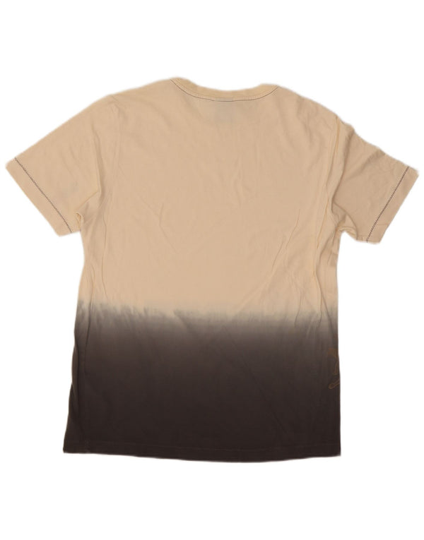 Nike Mens Graphic T-Shirt Top UK 39/41 Medium Beige Colourblock Cotton