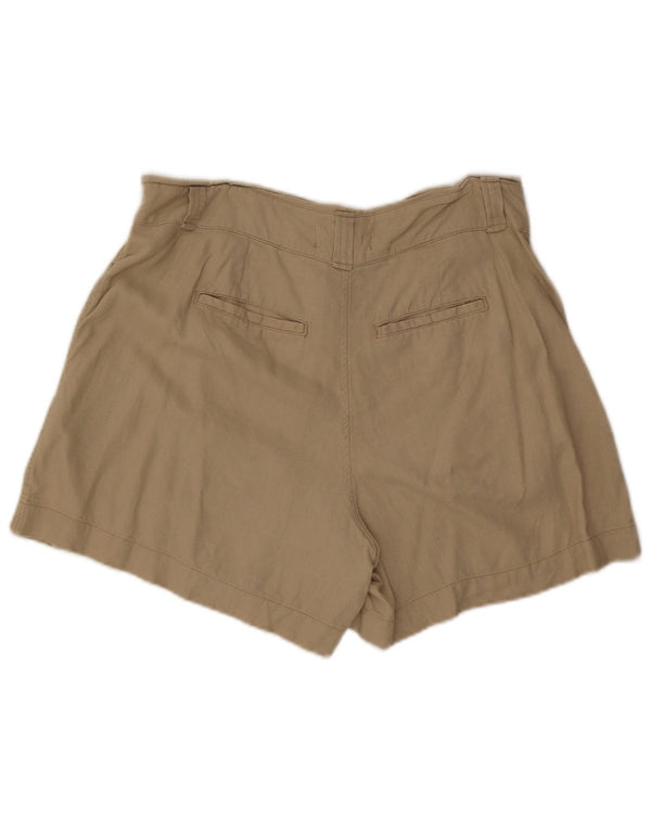 Fedt ansigt kvinders højtaljede chinoshorts UK 12 Medium W34 Beige hør