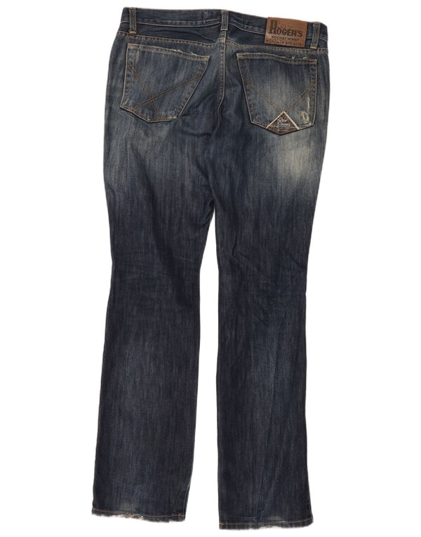 Roy Rogers Damen Distressed Bootcut-Jeans mit hoher Taille IT 48 XL W34 L34 Blau