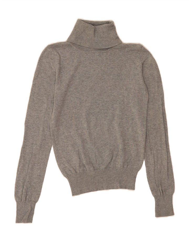 VINTAGE Womens Roll Neck Jumper Sweater EU 36 Small Grey Cotton Vintage Vintage and Second-Hand Vintage from Messina Hembry 