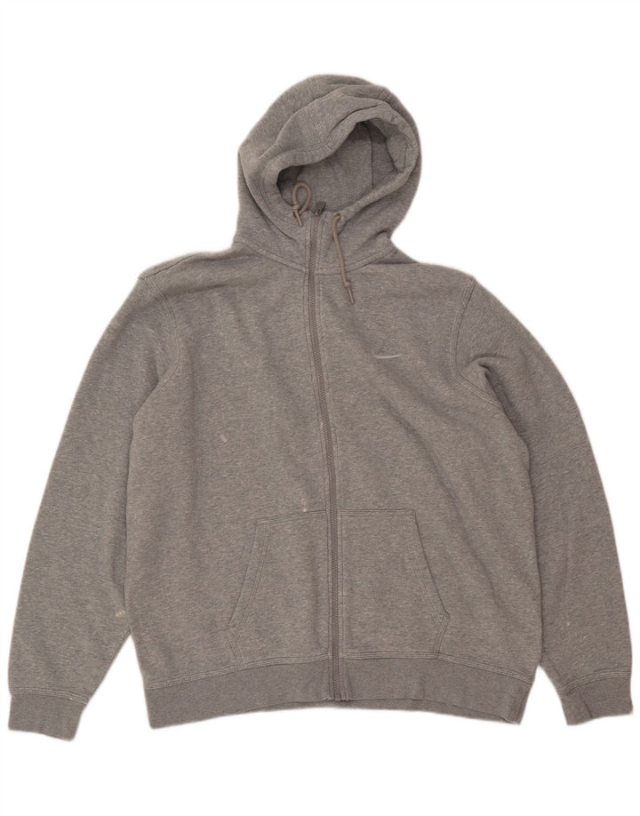 NIKE Mens Zip Hoodie Sweater 2XL Grey Cotton