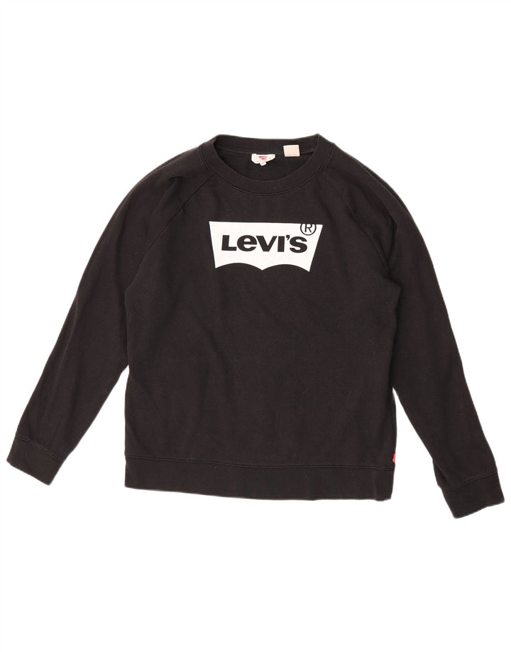 Levi's Womens Grafisk Oversized Sweatshirt Jumper UK 10 Small Black Bomuld