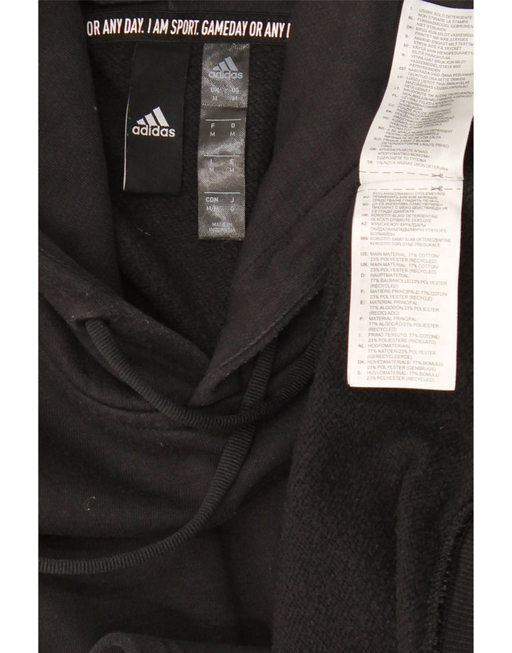 ADIDAS Mens Graphic Hoodie Jumper Medium Black Cotton Vintage Adidas and Second-Hand Adidas from Messina Hembry 